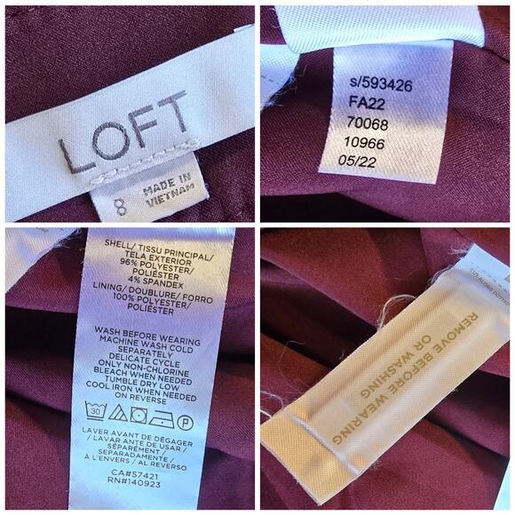 Microfiber Skirt LOFT Size 8 Stretch Faux Suede Burgundy Wine Solid Pockets - Picture 2 of 5